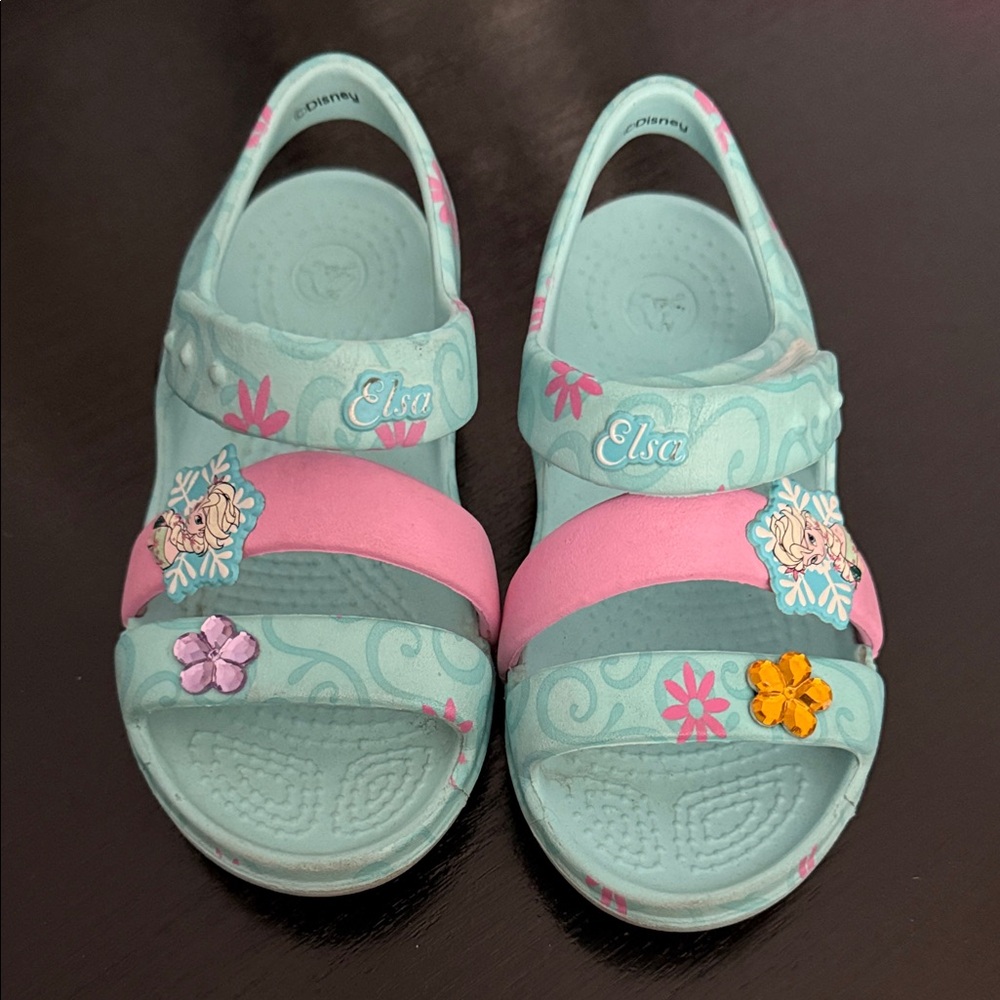 CROCS Elsa Kids Sandals - Aqua and Pink